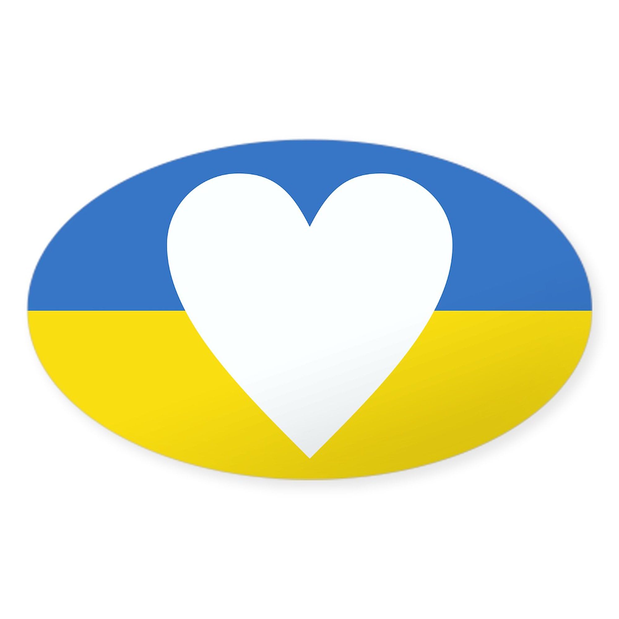 Ukraine Heart Stickers - Pack of 50 Oval Decals | Patriotic Car, Laptop & Water Bottle Decoration | Show Support for Ukraine