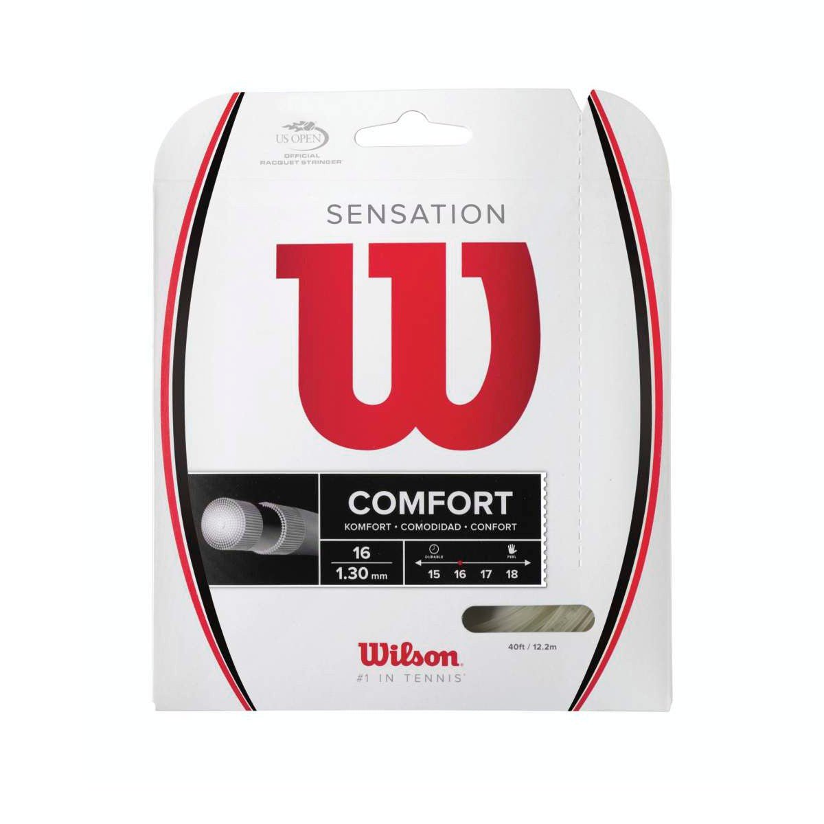 Wilson Sensation 16 Tennis String Set - Premium Synthetic Gut Strings for Tennis Rackets | Great for Recreational & Competitive Players | Perfect for Tennis Training & Match Play