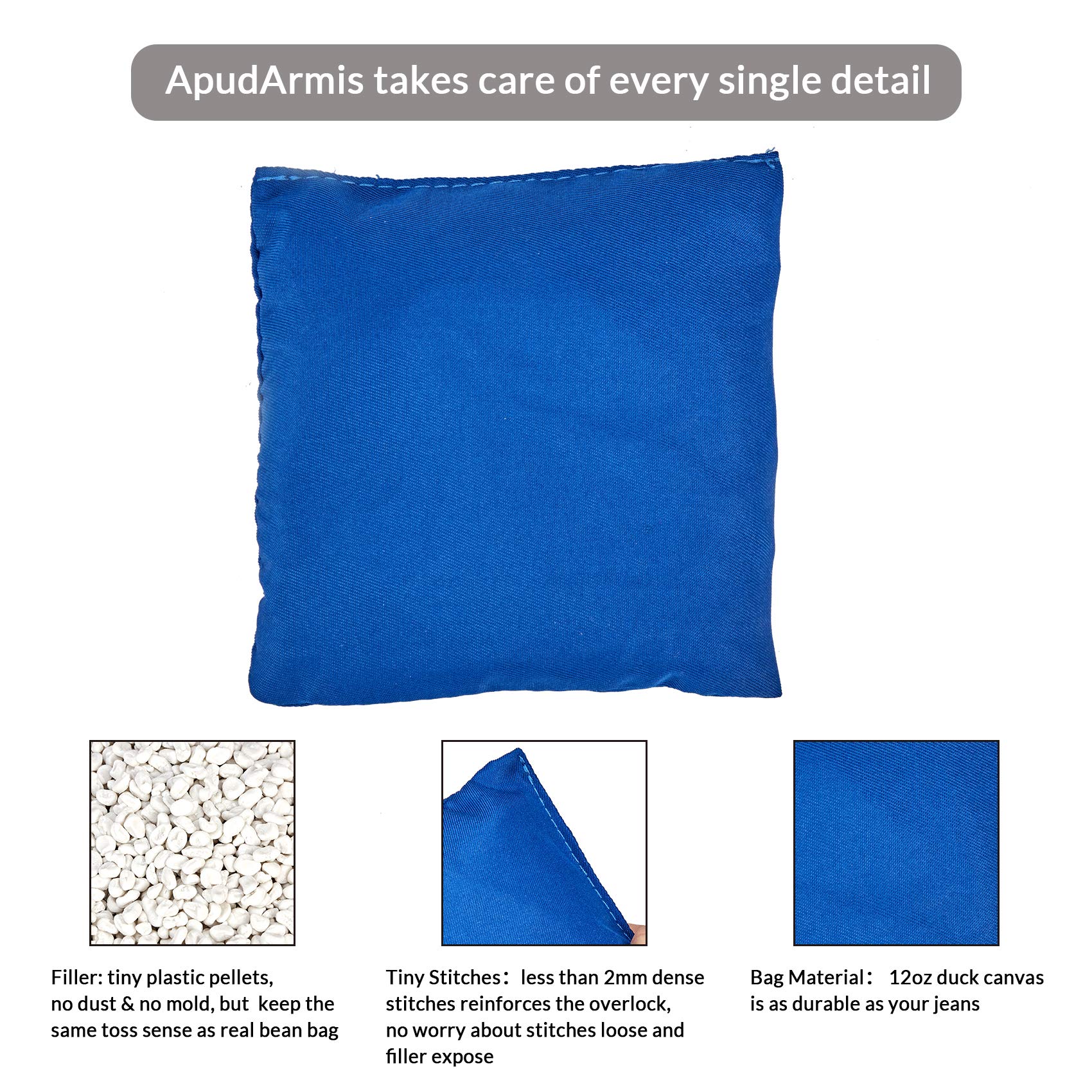 ApudArmis Premium All-Weather Cornhole Bean Bags Set - 8 Durable Outdoor Cornhole Bags for Backyard Games, Tailgating & Beach Parties (Includes Convenient Carry Bag)