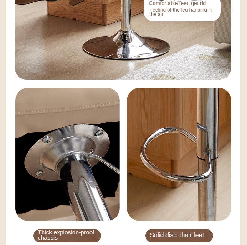Premium Organic Leather Modern Bar Stool - Adjustable Height, Comfortable & Durable Counter Stool for Kitchen Island, Home Bar & Dining Room - Rustic & Industrial Style Home Decor