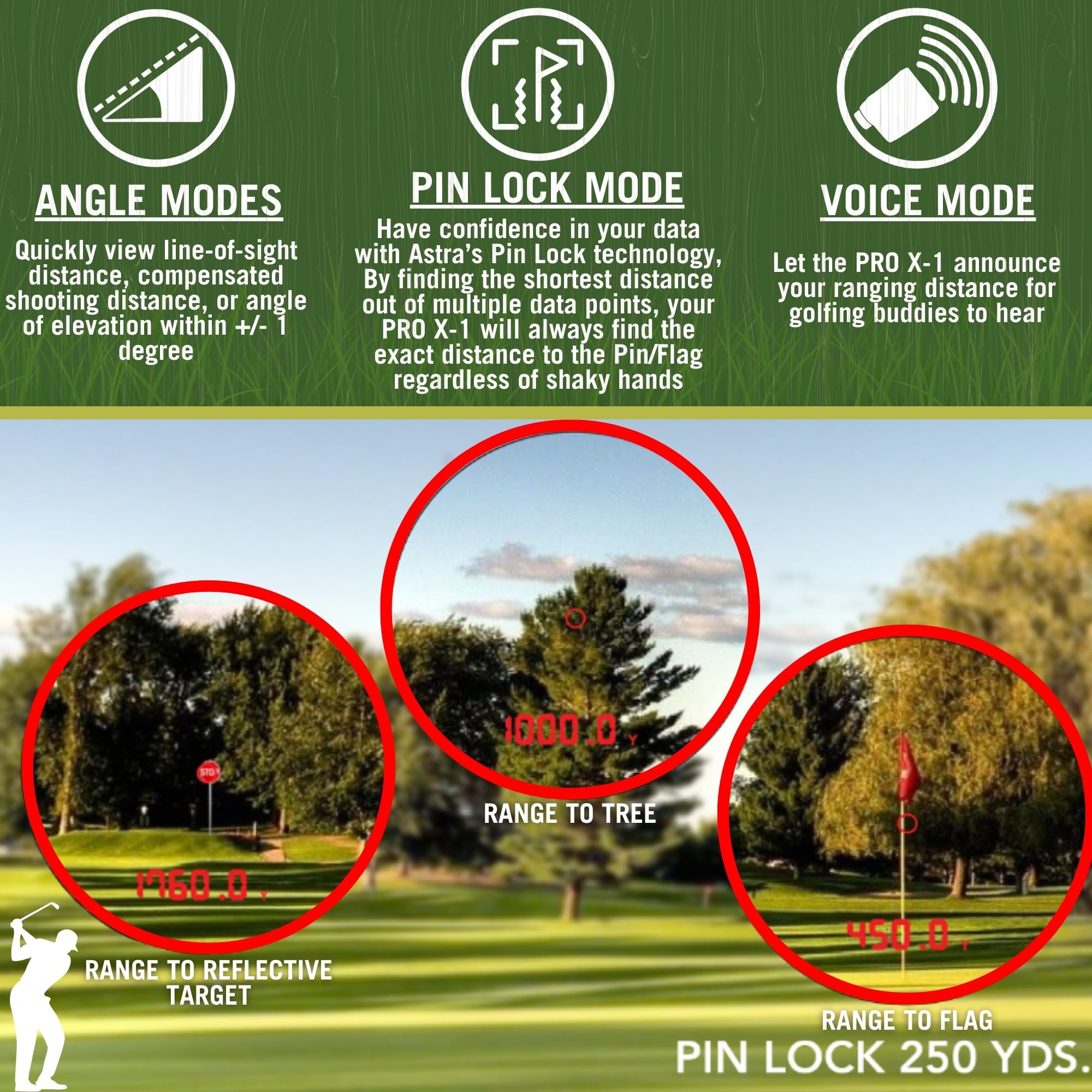 Premium Golf & Hunting Laser Rangefinder 1760/800 Yards - High Accuracy ±1 Yard with Slope Switch & Pin Lock Technology - OLED/HLCD/LCD Display - Perfect for Golf Tournaments, Hunting Expeditions & Outdoor Adventures