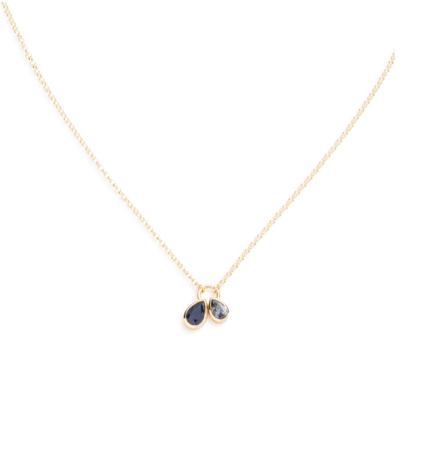 Blue Sapphire & Grey Spinel Belcher Stationary Necklace - Elegant Fine Jewelry for Women | Perfect for Weddings, Anniversaries & Special Occasions