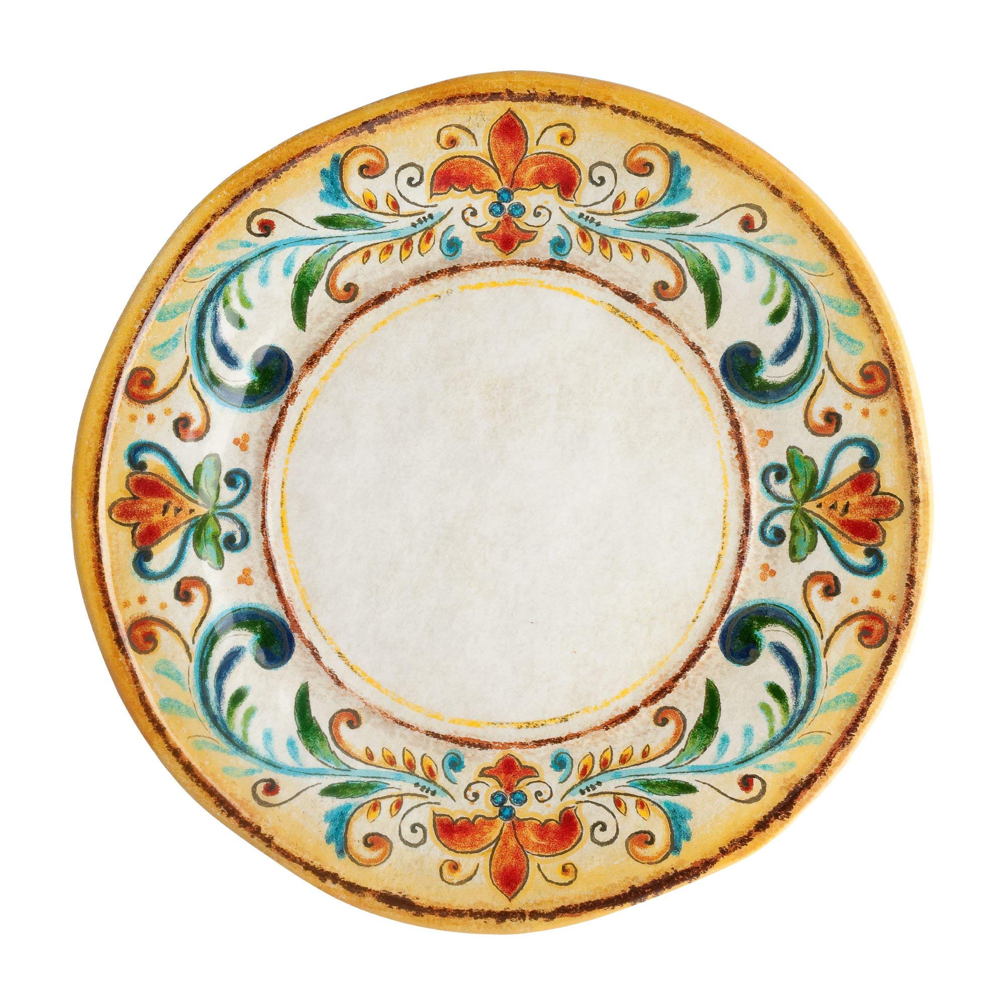 UPware 12-Piece Melamine Dinnerware Set - 4 Dinner Plates, 4 Salad Plates, 4 Bowls, Shatterproof & Lightweight, Service for 4 (Tuscany Design) - Perfect for Outdoor Dining, Picnics, Camping & Everyday Use