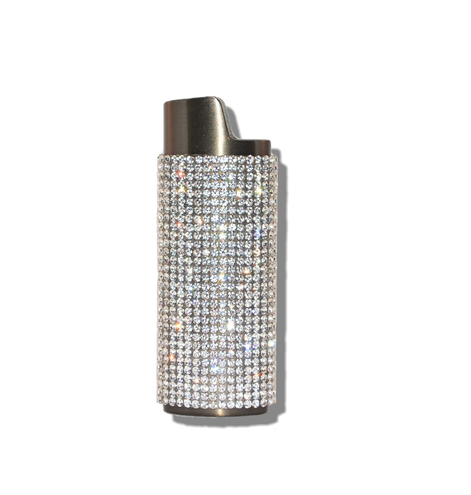 Elegant Gray Lighter Cover Sleeve with Sparkling Crystal Rhinestones - Perfect for Cigarettes, Candles & Outdoor Camping Accessories (LS4 Model)