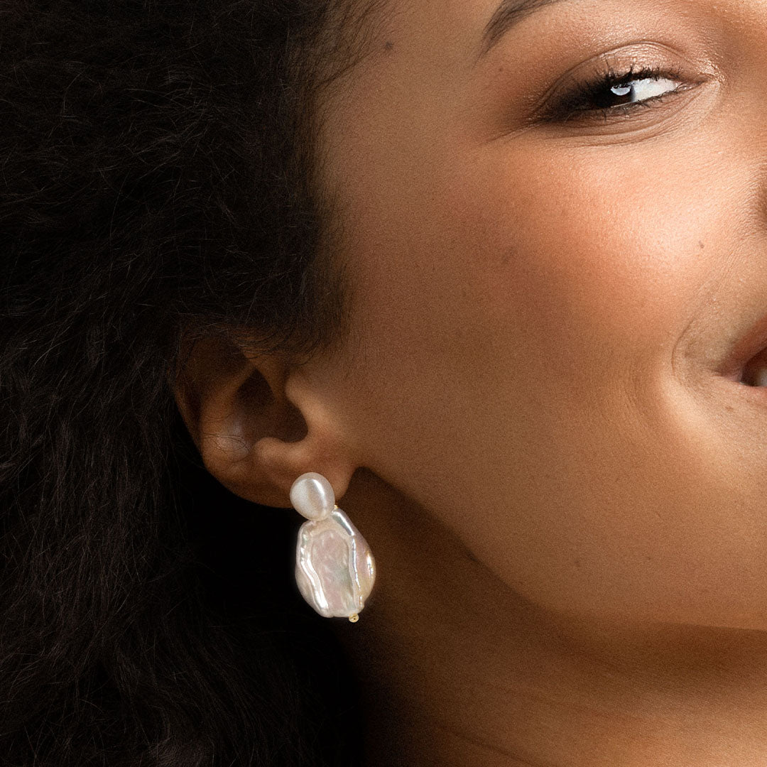 Charlotte Pearl Stud Earrings - Classic Elegant White Pearl Earrings for Women - Perfect for Weddings, Parties & Everyday Wear