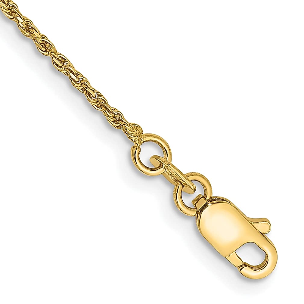 14K Yellow Gold 8 Inch 1.15mm Machine Made Link Rope Chain Bracelet with Lobster Clasp - Elegant Fine Jewelry for Women, Perfect Gift for Her - Ideal for Daily Wear, Special Occasions & Anniversary Gifts