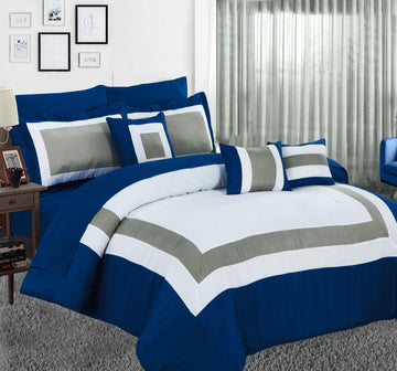 10-Piece Queen Size Comforter and Sheet Set in Navy Blue - Ultra Soft Bedding Collection for Cozy Bedroom Decor & Guest Room Essentials