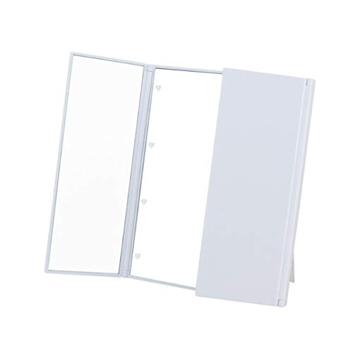 Portable LED Lighted Desktop Mirror with 3-Side Folding Design - Custom Logo Makeup Mirror (White) | Perfect for Home Vanity, Travel & Professional Makeup Artists