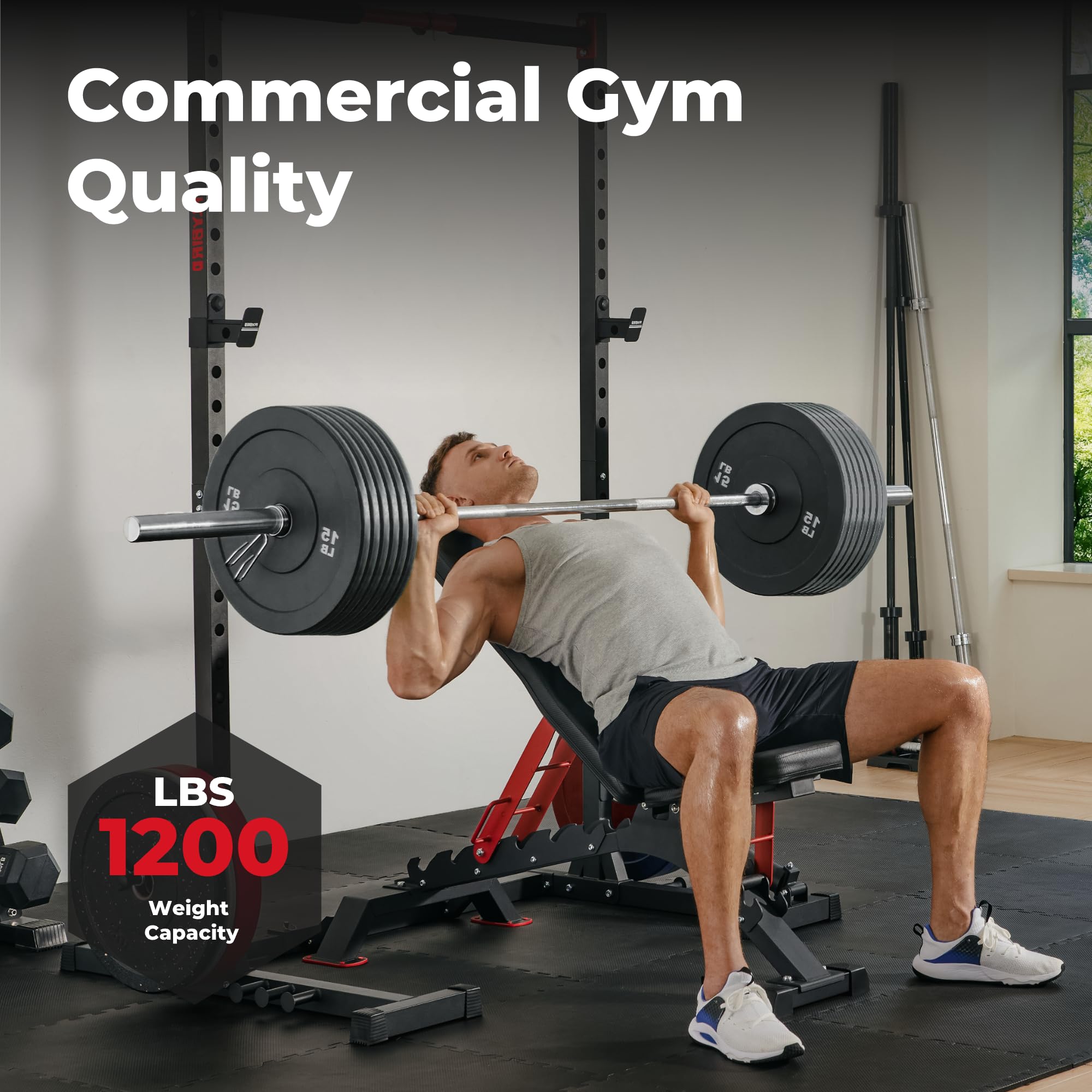 FLYBIRD Adjustable Weight Bench for Strength Training - 1200LBS Capacity Heavy Duty Workout Bench for Home Gym & Bodybuilding