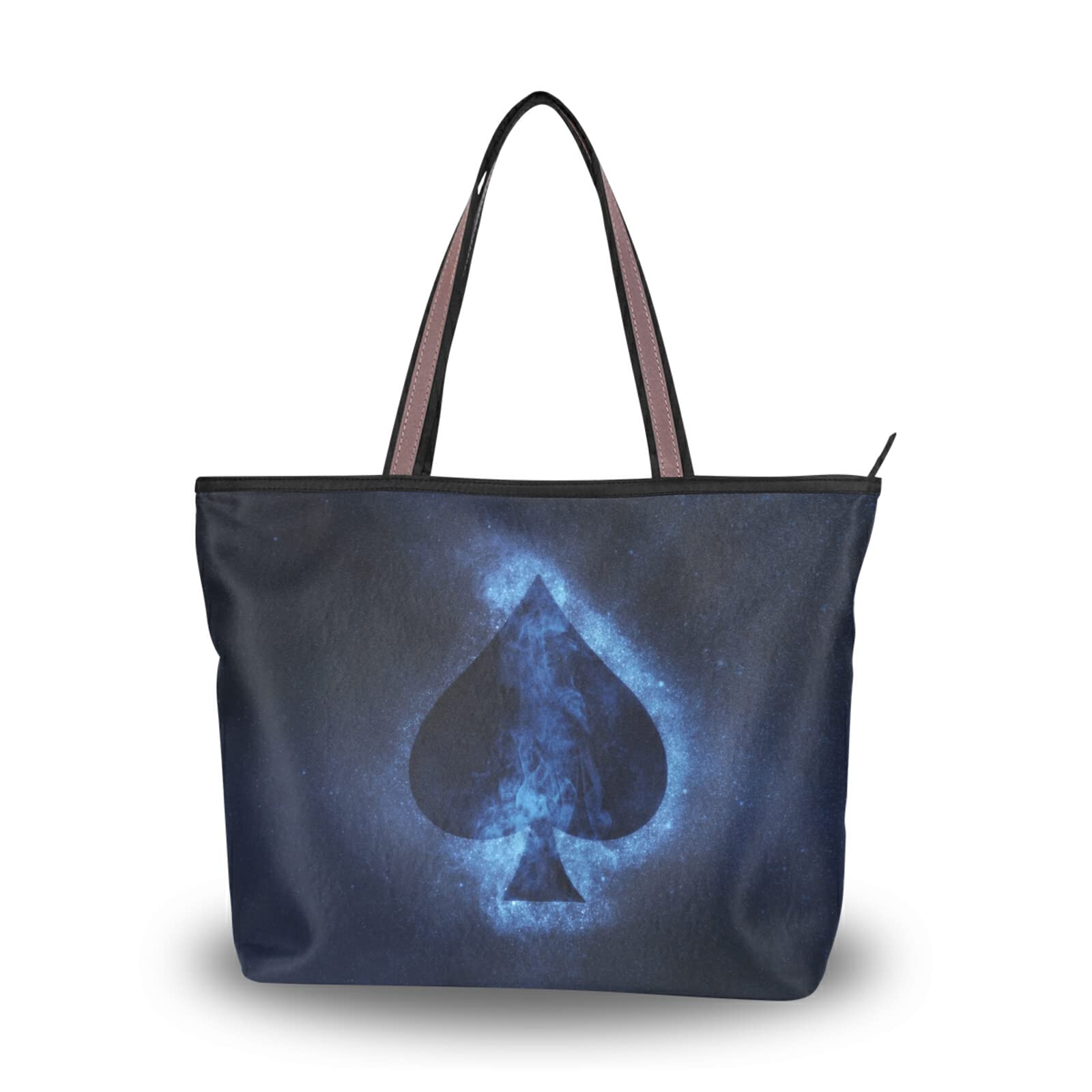 Stylish Blue Ace Tote Bag for Women - Large Capacity Zippered Grocery Purse with 2 Size Options | Perfect for Shopping, Work, Travel & Daily Essentials