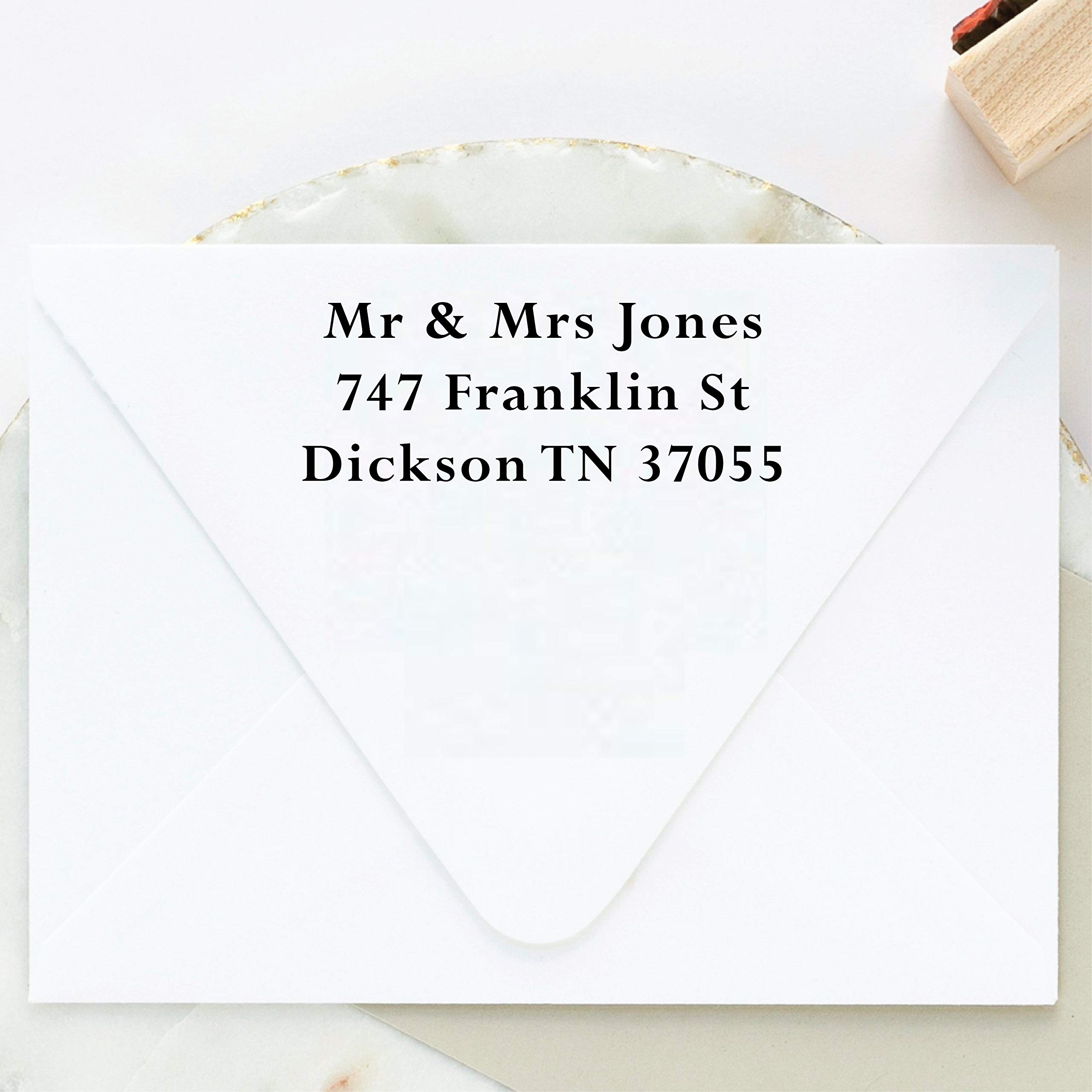 Custom Self-Inking Address Stamp - 15 Font Choices for Personalized Name, Signature & Business Stamps (Up to 3 Lines) - Perfect for Office Mail, Wedding Invitations & Document Signing