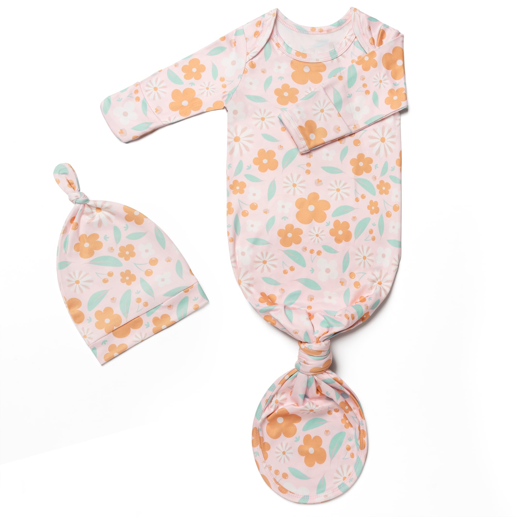 Soft Baby Knotted Gown for Girls - Newborn Hospital Outfit with Mittens | Perfect for Infants & Photo Shoots