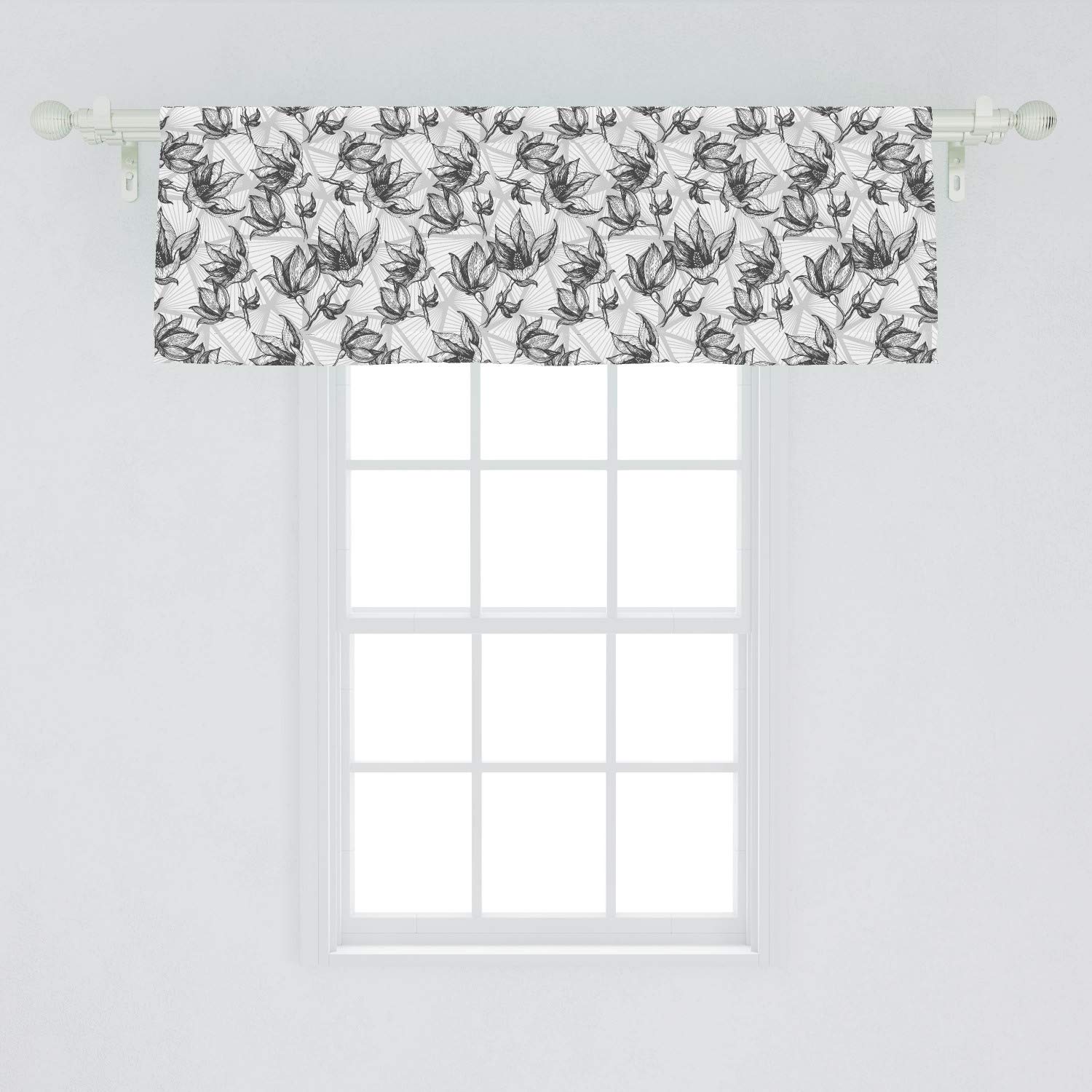 Ambesonne Botanical Window Valance - Abstract Floral Design Polygonal Backdrop Curtain Valance with Rod Pocket, 54
