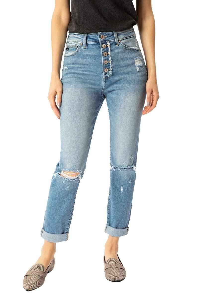 Kan Can Women's High Rise Mom Jeans - Vintage Stretch Denim Pants for Casual Outfits & Everyday Wear | Perfect for Work, Dating & Weekend Looks