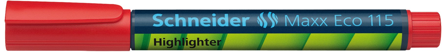 Schneider Maxx Eco 115 Refillable Highlighter Pens - Red | Eco-Friendly Highlighting Markers for Office, School & Study Notes | Perfect for Students, Teachers & Professionals