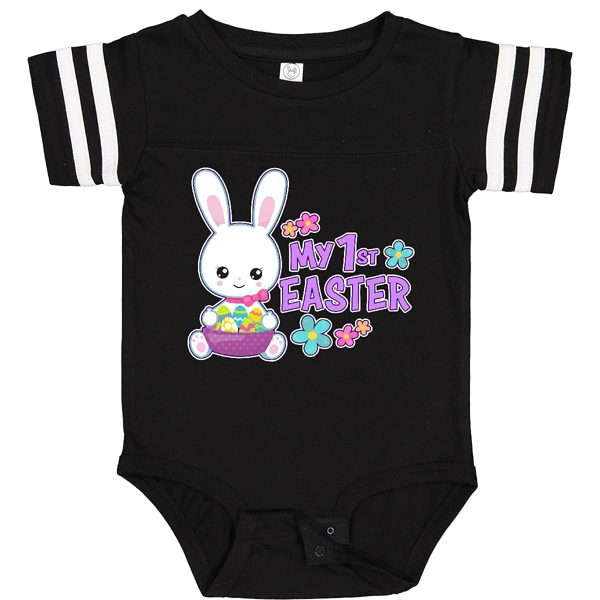 Inktastic My 1st Easter with Bunny and Easter Basket Baby Bodysuit - Cute Easter Outfit for Newborns & Infants - Perfect for Easter Photos, Family Gatherings & Holiday Celebrations