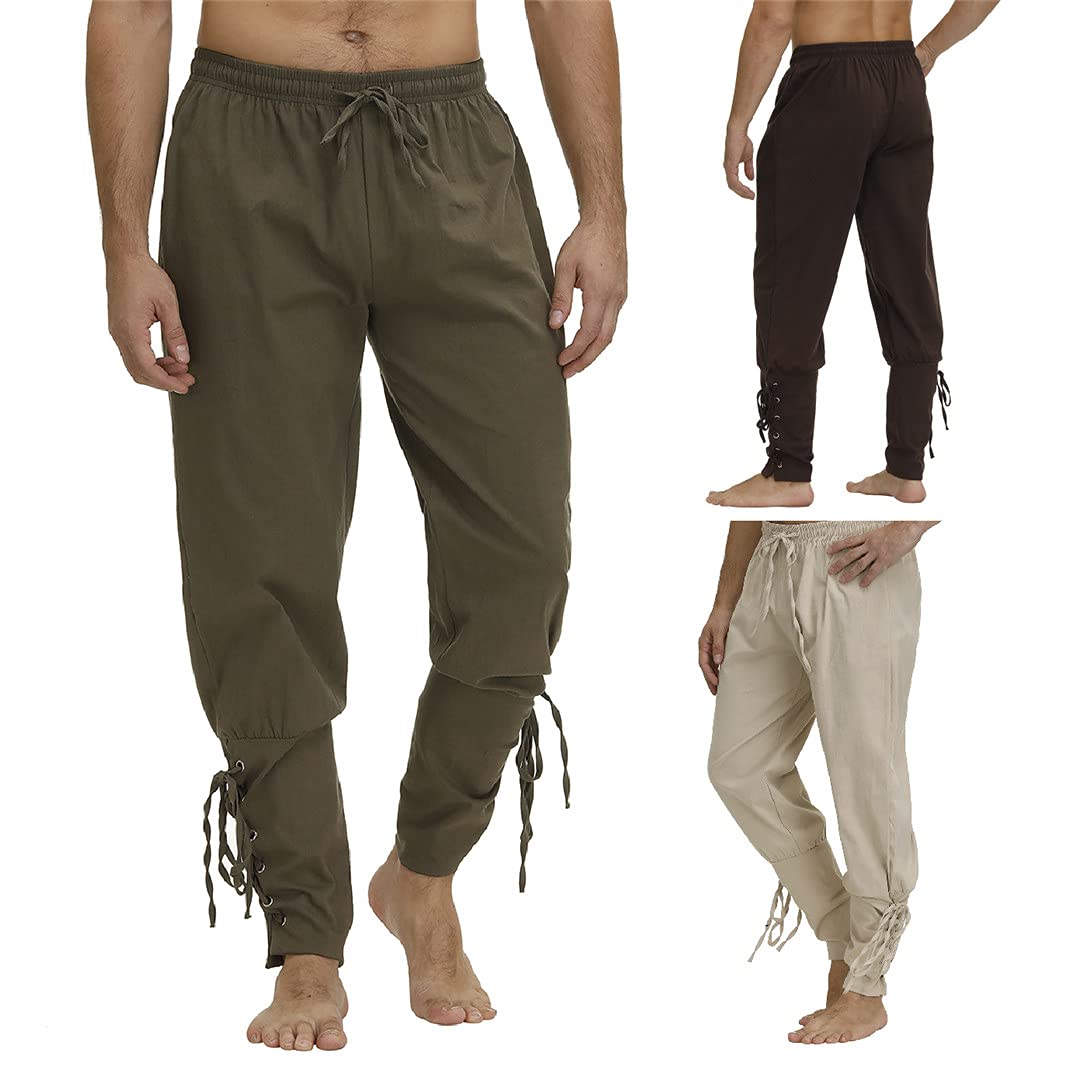 **Men's Pirate Pants - Renaissance Medieval Viking Cosplay Trousers - Black XL - Perfect for LARP, Halloween & Themed Parties**
