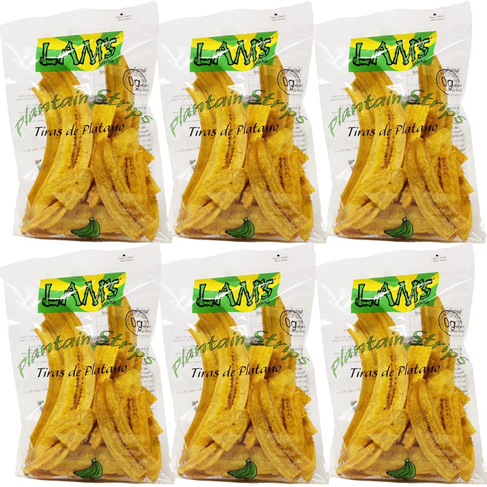 Lam's Plantain Strips - Gluten-Free Banana Chips, 2.5oz (71g) Pack of 6 | Healthy Vegetable Snacks | Perfect for Lunchboxes, Hiking & Movie Nights