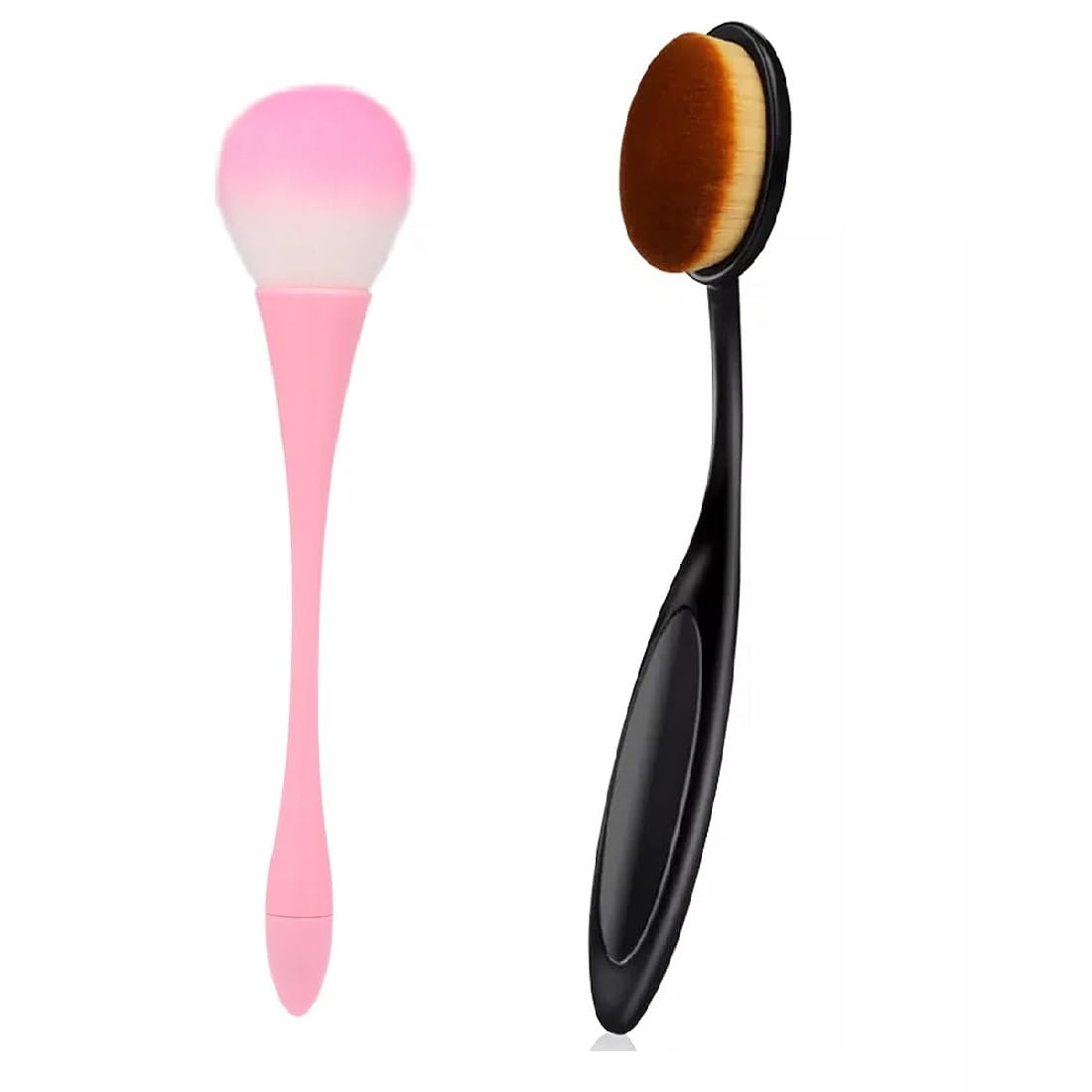 Soft Oval Toothbrush for Makeup Blending & Dust Removal - 2 Pack for Foundation & Powder