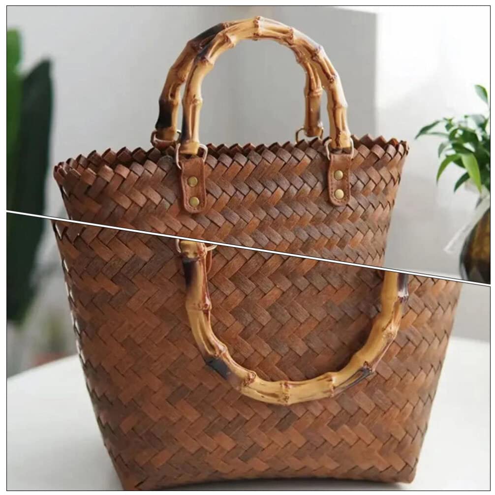 Stylish Woven Rattan Tote Bag with Bamboo Handle - Women's Retro Hobo Shoulder Bag for Beach, Picnic, Wedding & Shopping | Eco-Friendly Straw Handbag for Casual Outings & Summer Accessories