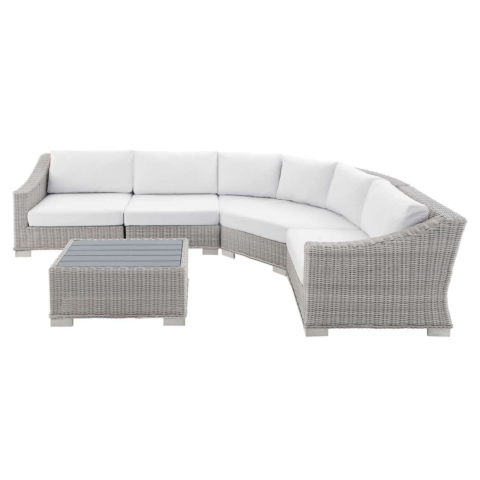 Premium Conway Sunbrella® Outdoor Patio Wicker Rattan 5-Piece Sectional Sofa Set - Waterproof & UV Resistant - Perfect for Backyard, Garden, and Poolside Relaxation