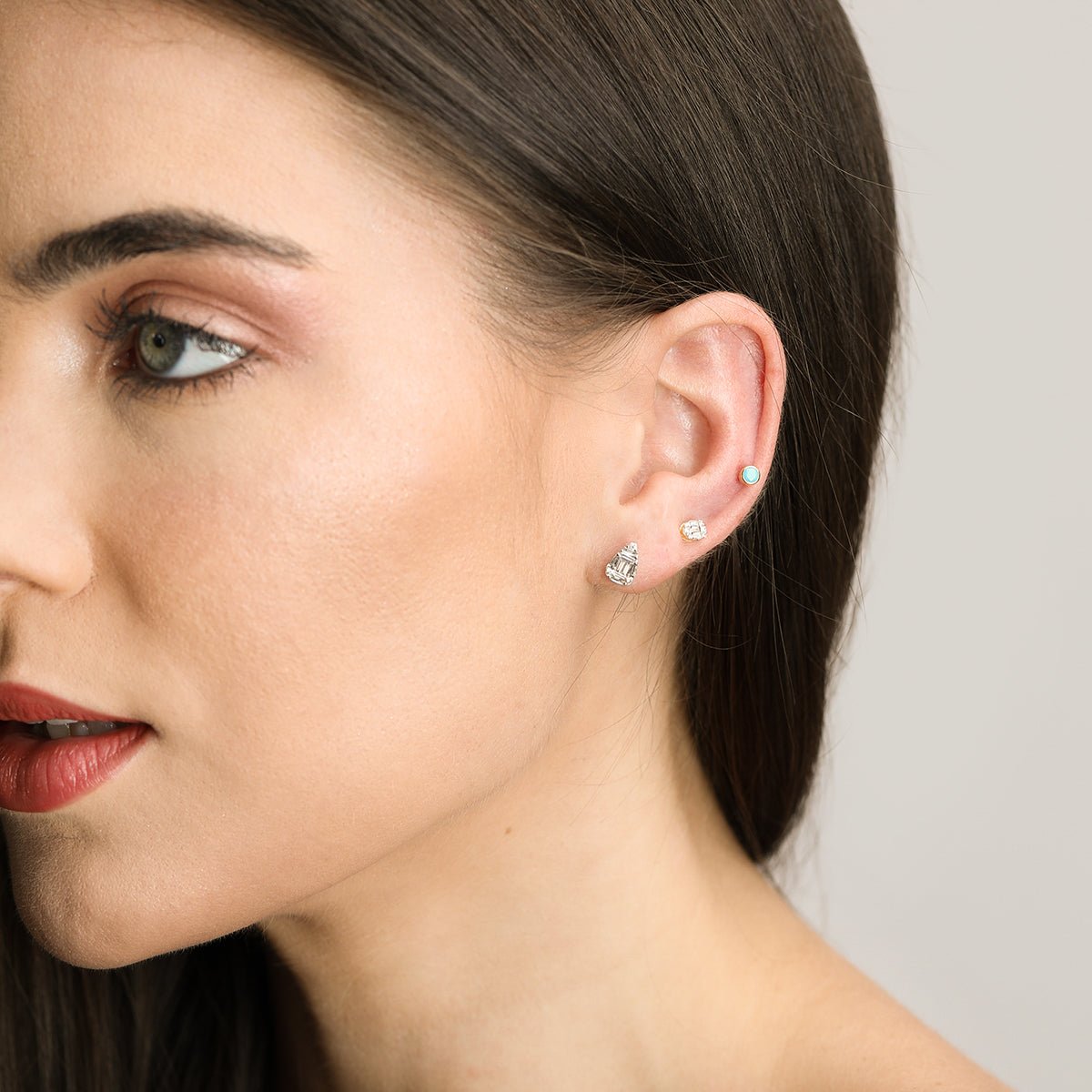 14k White Gold Pear Mixed Diamond Screw Back Earrings - Elegant Stud Earrings for Women, Perfect for Weddings, Parties & Special Occasions
