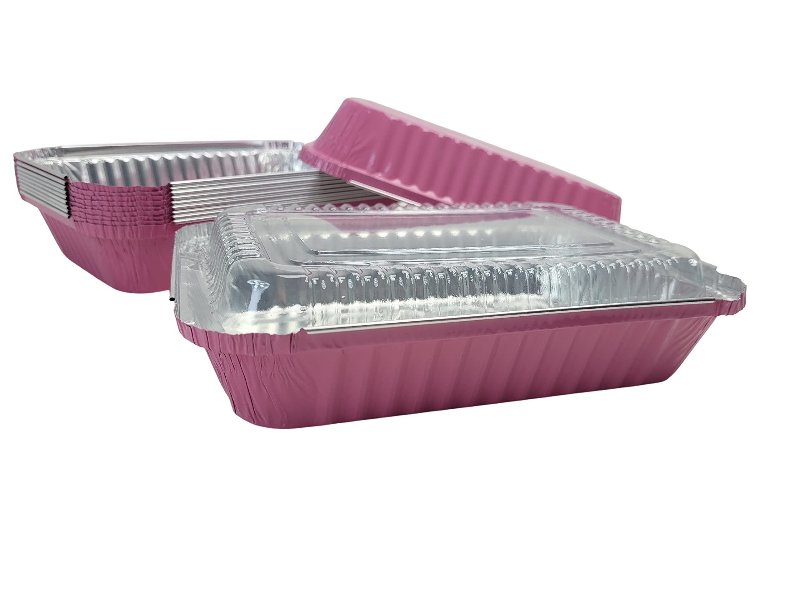 KitchenDance 1.5 LB Aluminum Foil Pans with Lids - Oblong Shallow Disposable Food Containers for Baking, Roasting & Meal Prep - Commercial & Home Kitchen Use - Freezer & Oven Safe Storage Pans for Parties, Catering & Leftovers (6417P)
