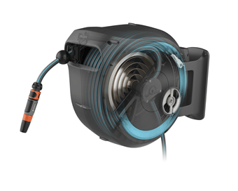 Gardena Wall Mounted Hose Reel Box RollUp M/L, 25m (82ft) - 18620-20 - Outdoor Garden Watering Storage Solution for Patio, Yard & Lawn Care