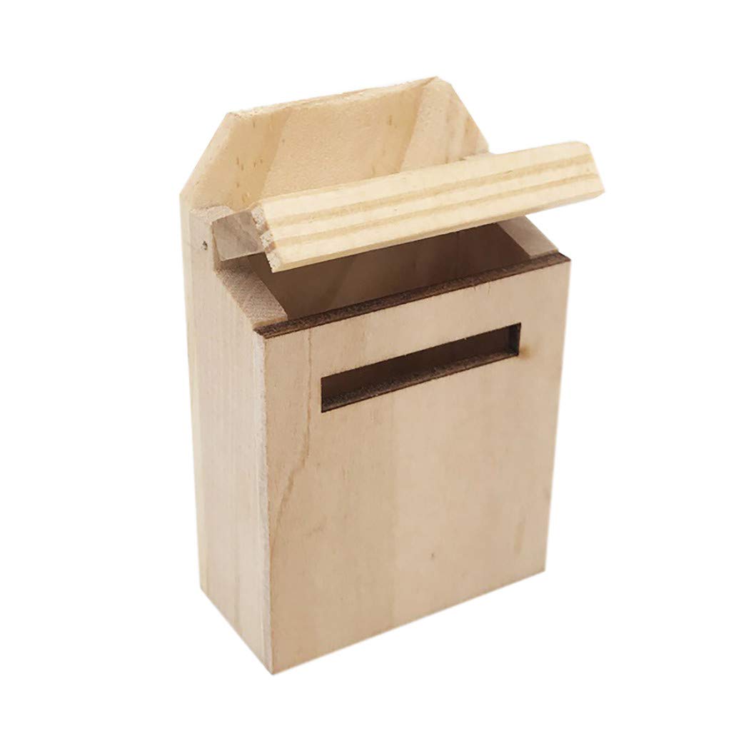 1/12 Scale Miniature Wooden Dollhouse Mailbox - DIY Decorative Postbox for Dollhouse Accessories | Perfect for Dollhouse Gardens, Porches & Outdoor Scenes