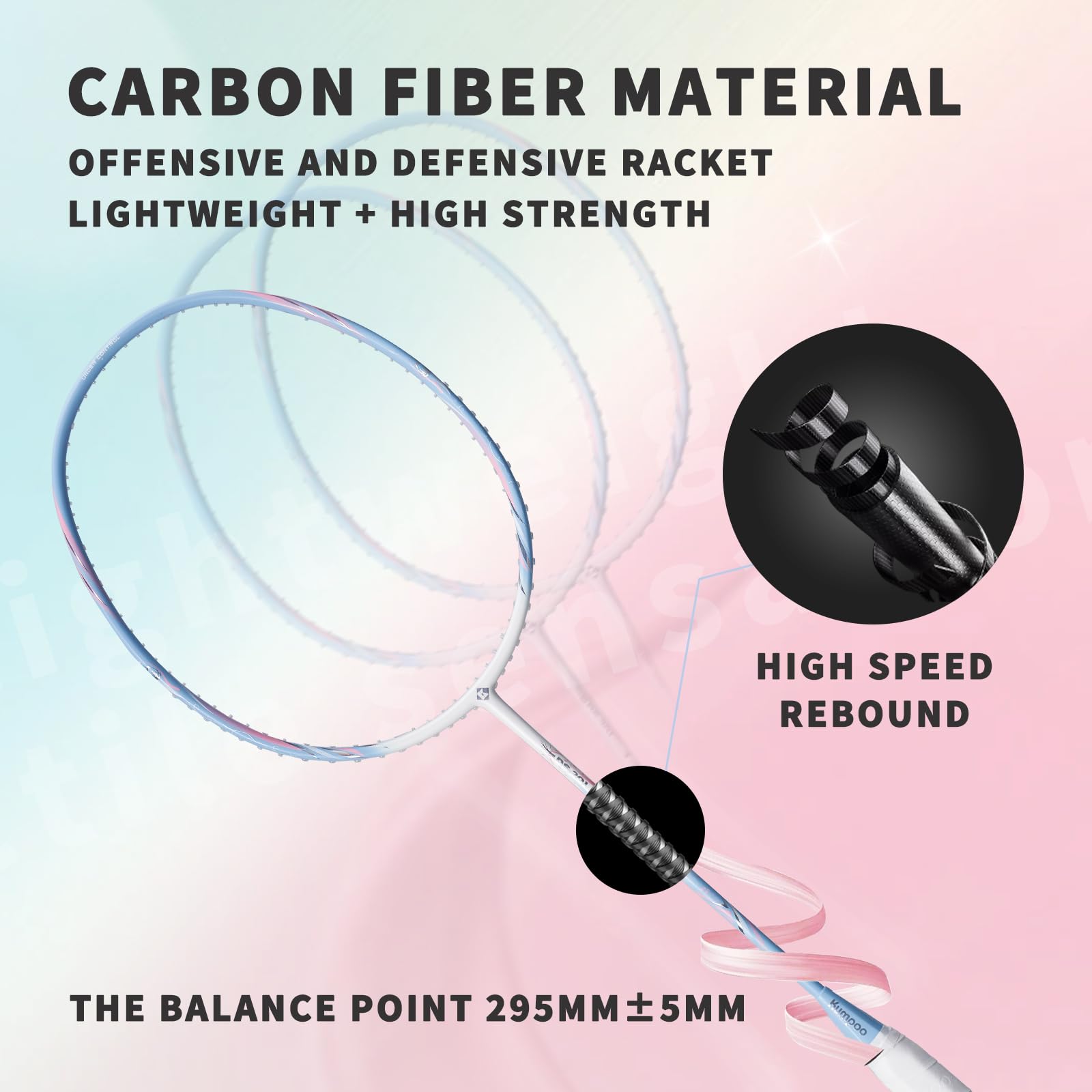 Premium Carbon Fiber Badminton Racket Set - Pro Pink Lightweight Racquet with Grip & Carry Bag | High Tension for Training, Competitive Games & Outdoor Play | Ideal for Backyard Fun, Club Matches & Professional Practice | DS Series