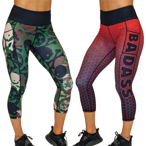 Badass Reversible Leggings for Women - High Waist Yoga Pants with Pockets - Workout, Running & Lounge Wear - Gym, Travel & Everyday Comfort