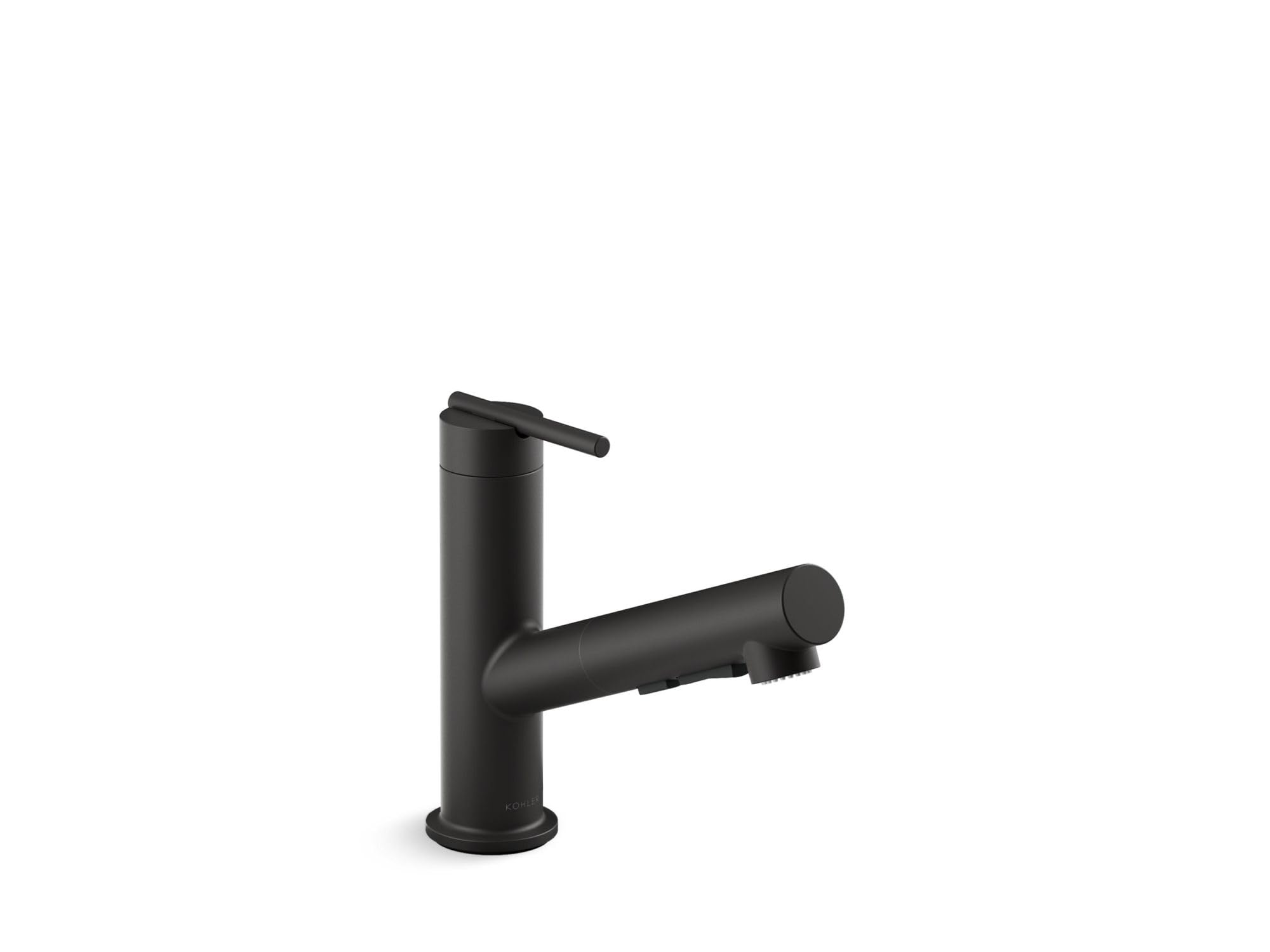 KOHLER 22976-BL Crue Pull-Out Kitchen Faucet with Sprayer - Single Handle Matte Black Utility Faucet for Modern Kitchens & Bar Sinks