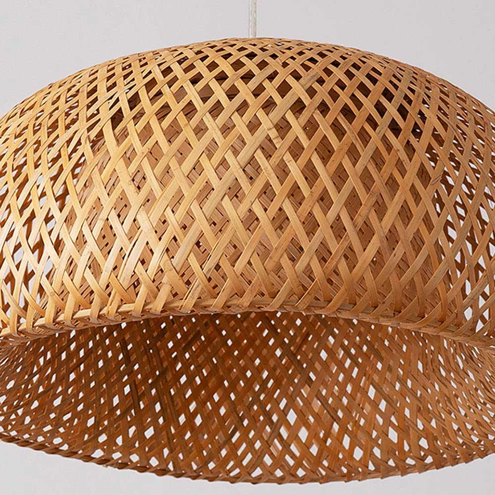 Handwoven Bamboo Chandelier - Natural Rattan Pendant Light with Japanese Wood Art Design | Perfect for Boho Living Room, Bedroom, or Patio Lighting Decor