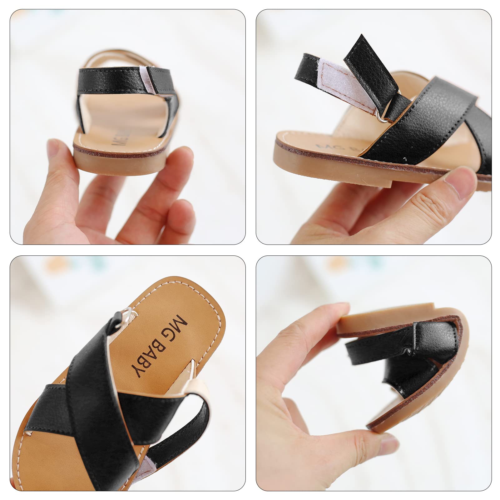 SEAUR Girls Sandals for Toddlers & Kids - Soft PU Leather Summer Sandals for Baby Boys & Girls - Comfortable Flat Sandals for Outdoor Play, Beach, Park & Daily Wear