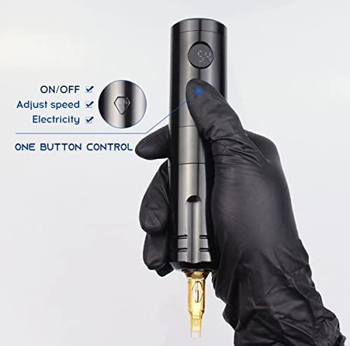 ARTISTRY Falcon Professional Wireless Tattoo Machine Kit - Cordless Tattoo Pen with 2 Rechargeable Batteries, 1-Key Operation, Flat Grip (Blue) - Perfect for Tattoo Artists & Beginners, Studio & Home Use