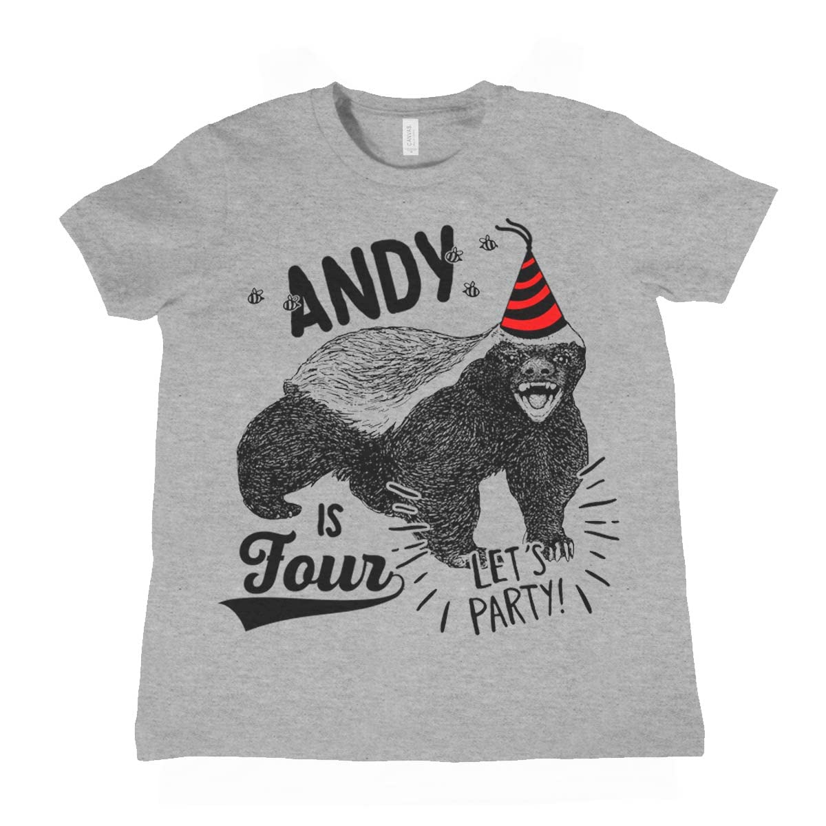 Personalized Honey Badger Birthday T-Shirt for Kids - 1st, 2nd, 3rd & 4th Birthday Party Outfit - Wild Animal Theme Shirt for Boys & Girls - Perfect for Birthday Celebrations, Zoo Trips & Casual Wear