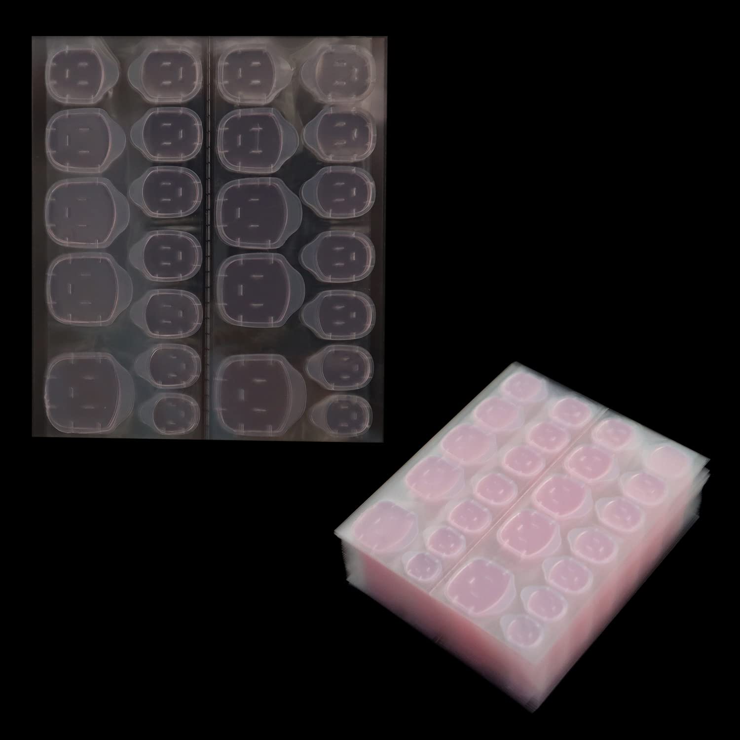 960Pcs Super Sticky Double-Sided Nail Glue Tabs - 40 Sheets Pink Nail Adhesive Stickers for Acrylic Nails - Waterproof Jelly Nail Tape for Flexible Fake Nails - Perfect for Manicures, Nail Extensions & DIY Nail Art at Home or Salon