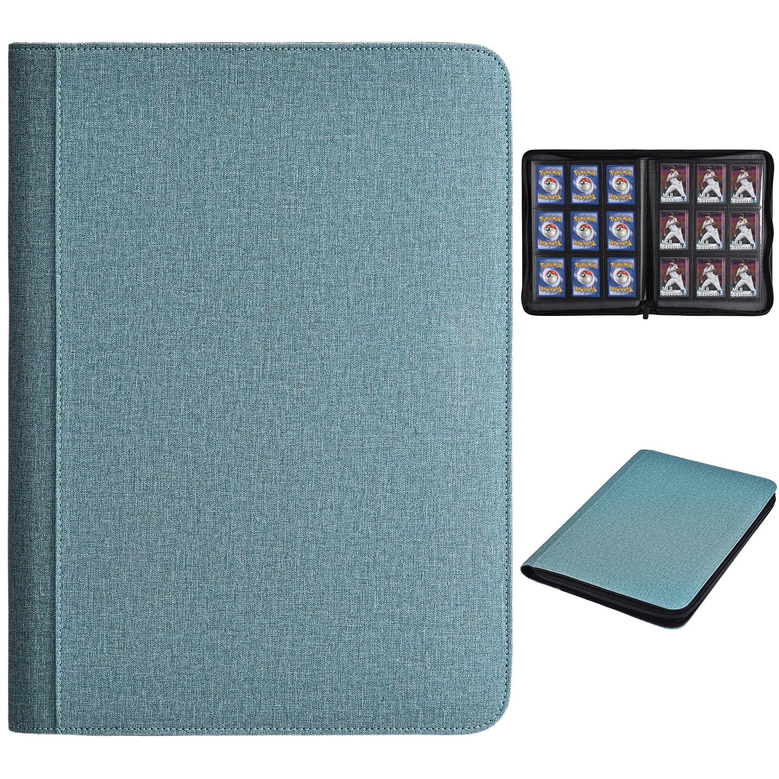 HerriaT 9-Pocket Trading Card Binder - Premium PU Leather 360-Card Storage Album for YuGiOh, MTG, TCG, Pokemon, Sports Cards - Durable Card Holder & Collector Book for Game Tournaments, Display & Organization