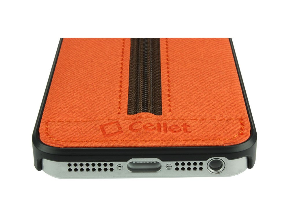 Cellet iPhone 5 Zipper Wallet Case - Carrot Orange | Slim Protective Cover with Card Slots | Perfect for Travel, Work & Everyday Use