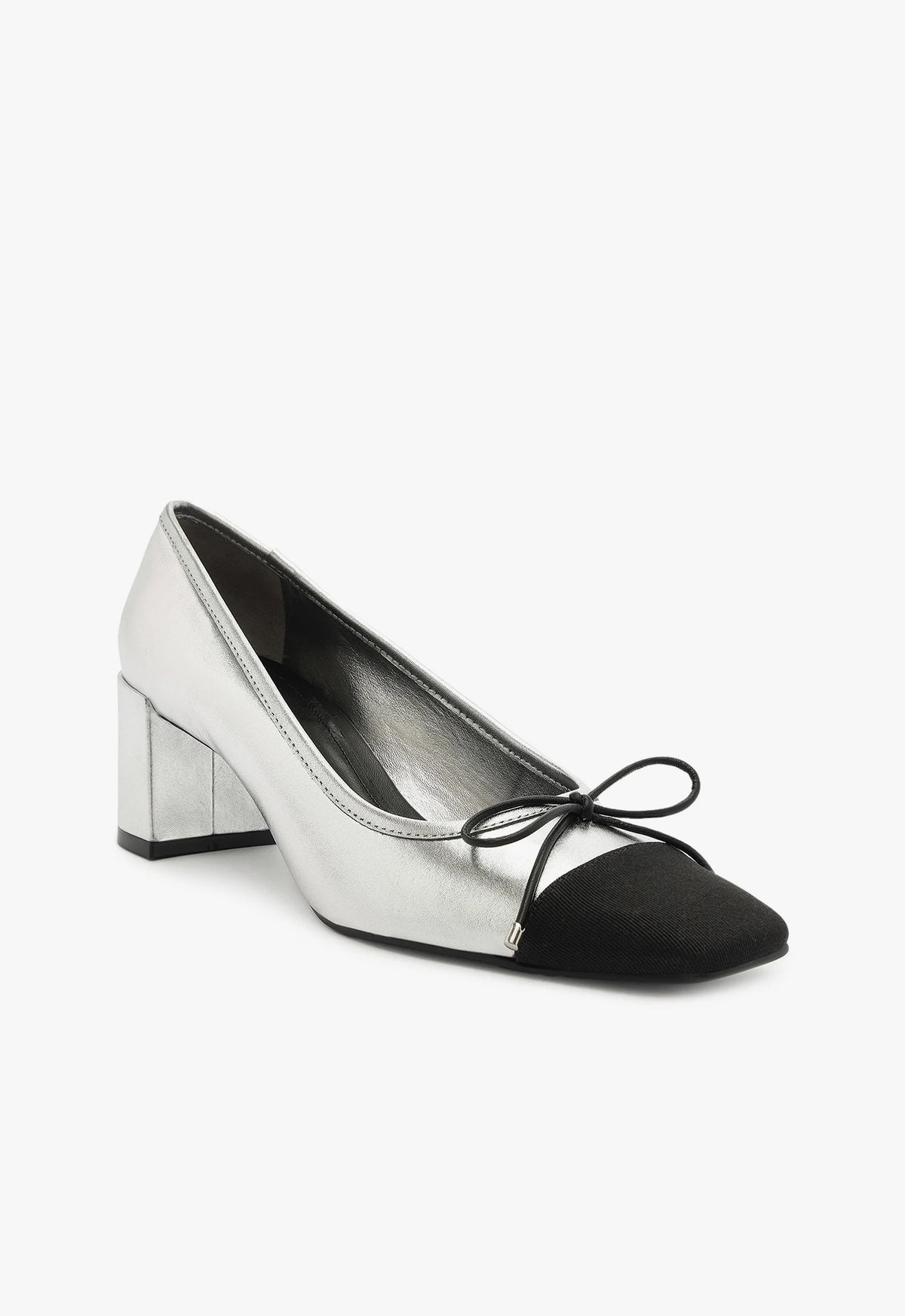 Arissa Women's Block Heel Metallic Leather Pumps - Elegant Pointed Toe Dress Shoes for Office, Party & Wedding Events