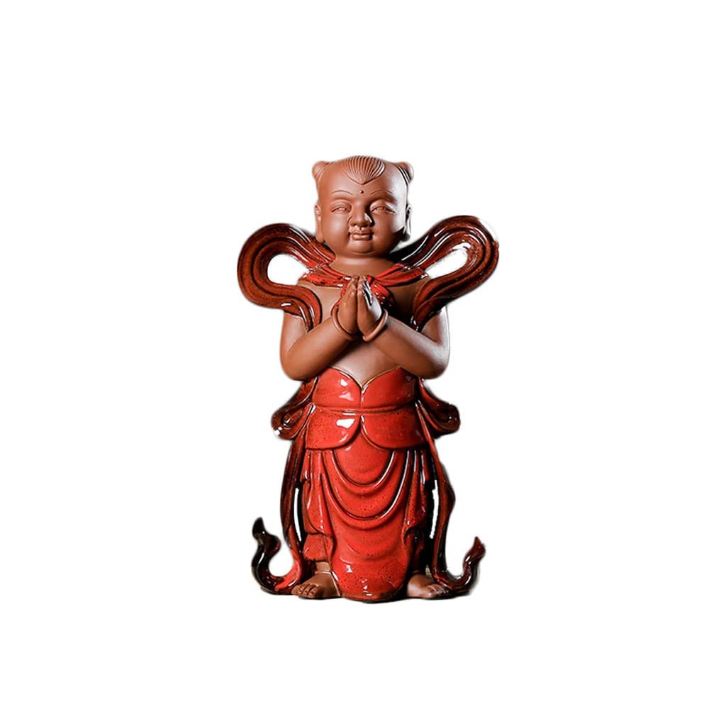 Zen Buddha Statue - Handcrafted Ceramic Sculpture for Home Decor, Meditation Room, and Prayer Altar | Best Gift for Blessings & Spiritual Peace | Art Deco Style (Color: B)