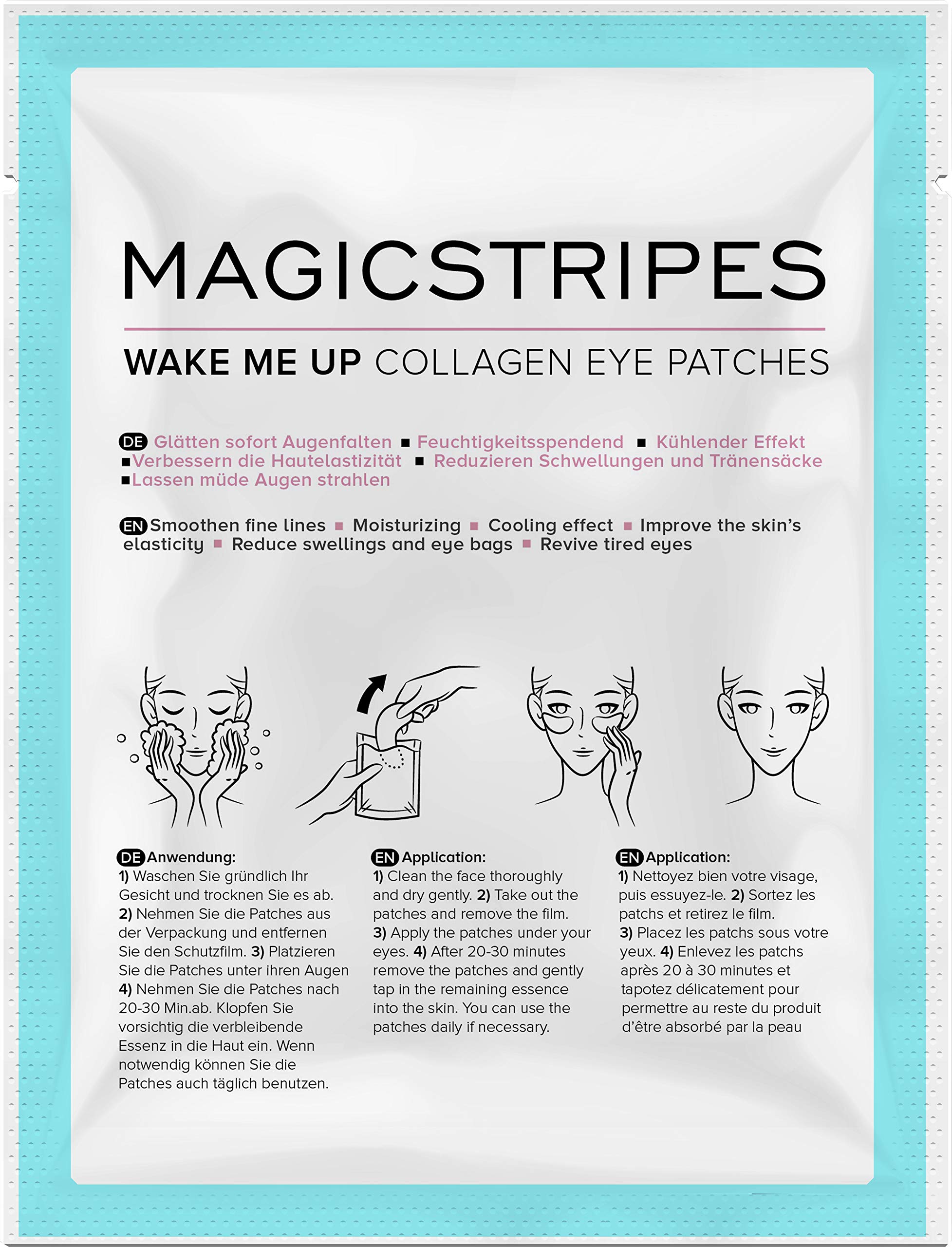 Wake Me Up Collagen Eye Patches for Puffy Eyes, Dark Circles & Wrinkles - Hydrating Hydrogel Eye Mask with Hyaluronic Acid & Collagen - Perfect for Morning Skincare Routine & Travel (1 Mask)