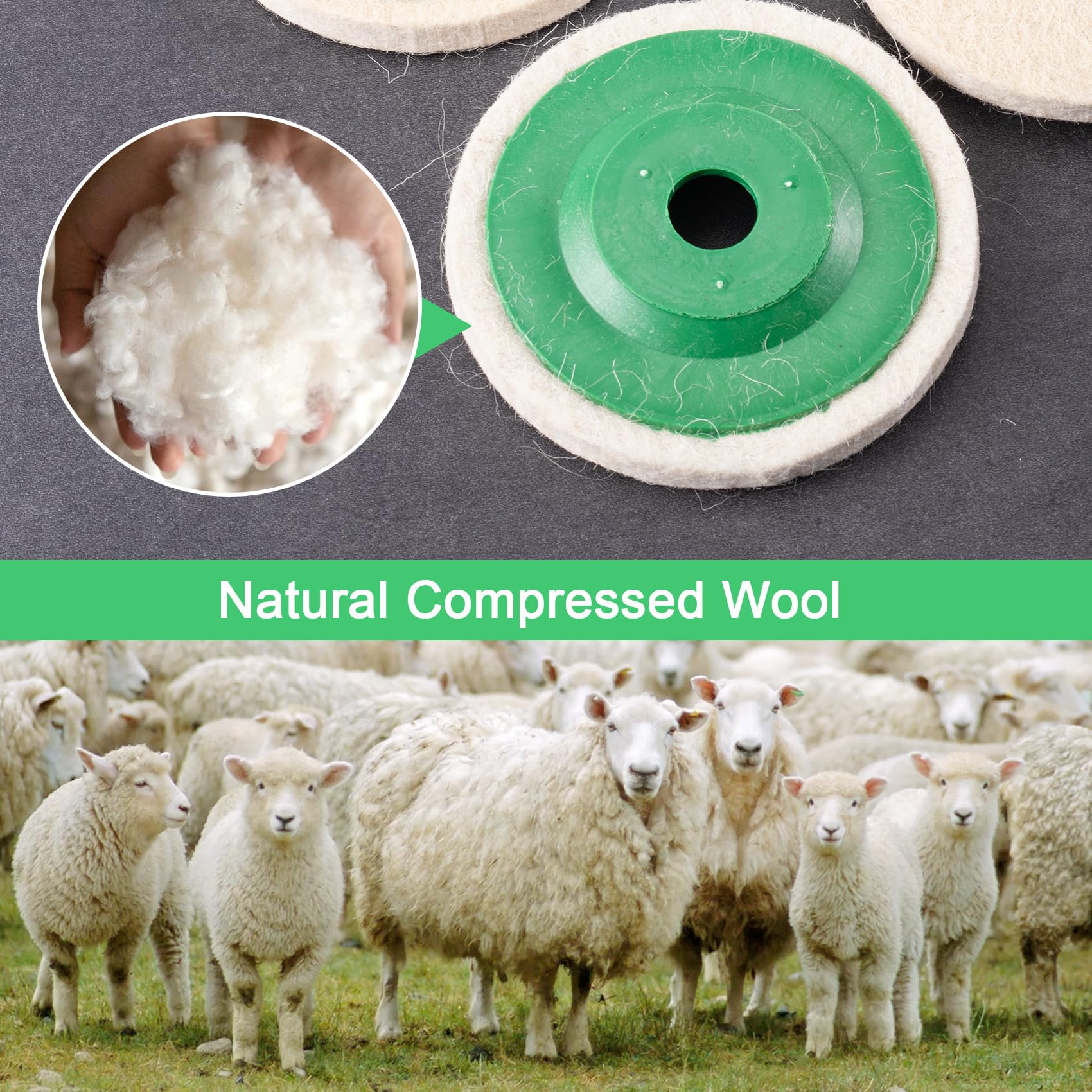 12 Pack 4 Inch Round Wool Felt Disc Wheel Pads for Angle Grinder - Buffing & Polishing Pads with 5/8