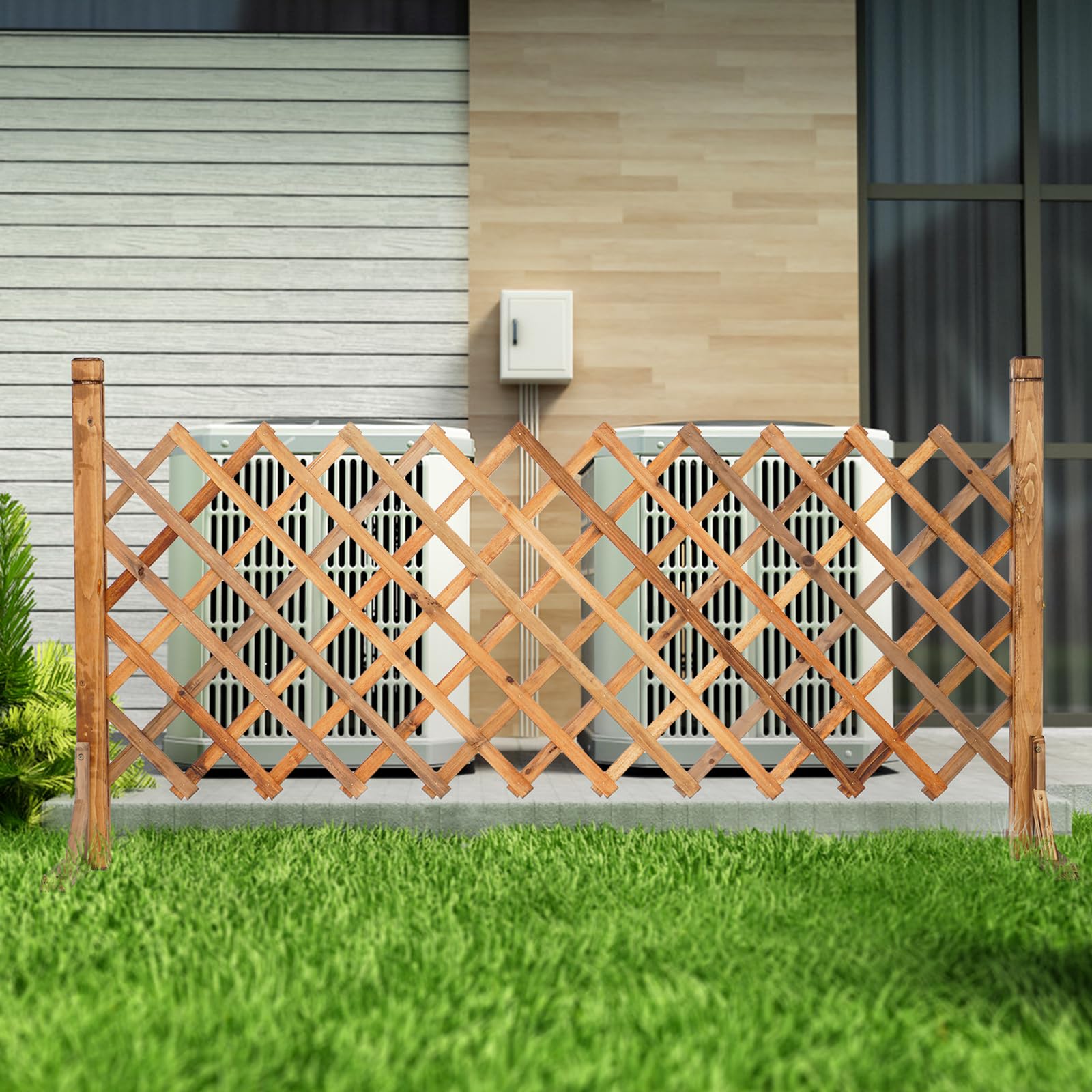 Uyouous Expandable Wooden Garden Fence - 2 Pack Freestanding Extendable Fencing for Yard, Home, Indoor & Outdoor Use - Perfect for Landscaping, Flower Beds, and Pet Barriers