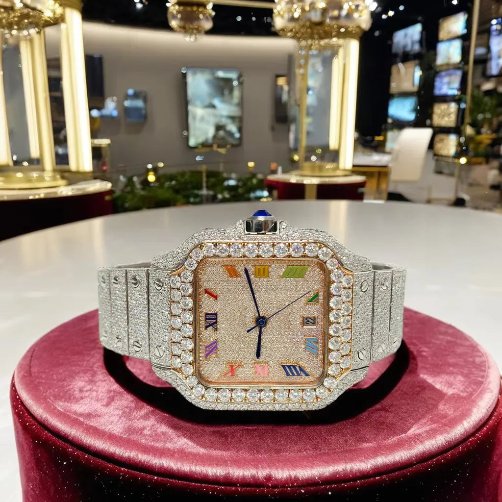 Luxury Moissanite Iced Out Watch for Men - Swiss Automatic Movement - Perfect for Formal Events, Parties & Gifting