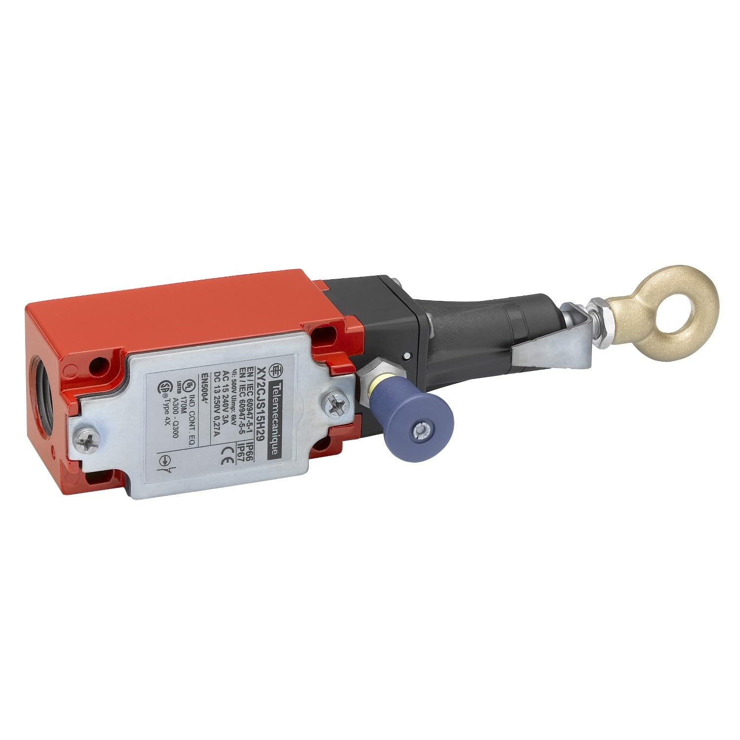 Telemecanique XY2CJS15 Emergency Stop Cable Pull Switch - Left/Right Side Anchor Point, PG 13.5, Push Button Reset - Industrial Safety Equipment for Machinery & Conveyor Systems