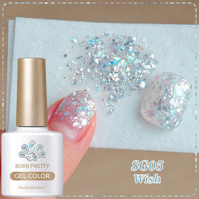 Glitter Sequins Gel Nail Polish - 10ml (SG05, SG16) - Long Lasting Shine for Manicures & Pedicures - Perfect for Parties, Weddings & Special Occasions