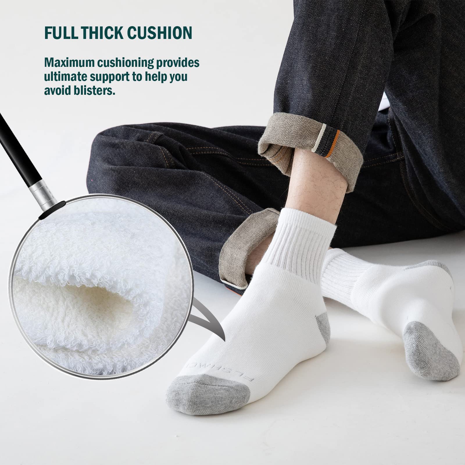 **8-Pairs Men's Athletic Ankle Socks - Moisture Wicking Cotton Cushioned Quarter Socks for Men (Size 7-9/9-12/12-15) - Perfect for Running, Gym & Everyday Comfort**