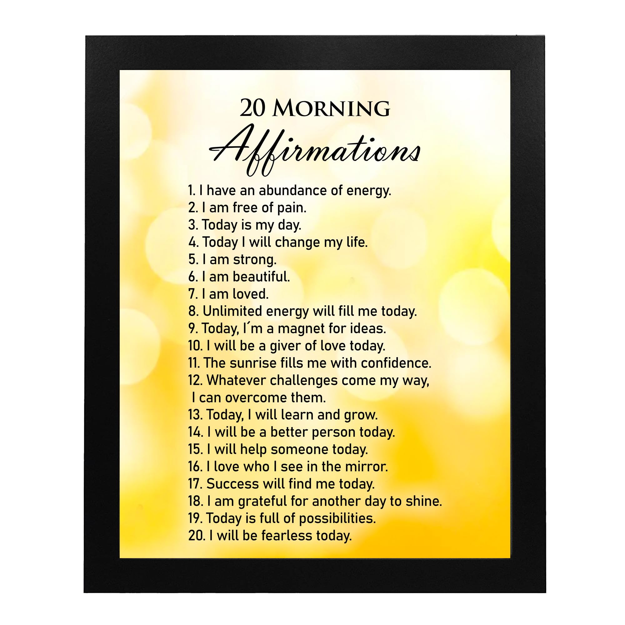 20 Inspirational Affirmations Wall Art Print - 11x14 Unframed Motivational Quotes for Home & Office Decor | Perfect for Living Room, Bedroom, Workspace & Meditation Space
