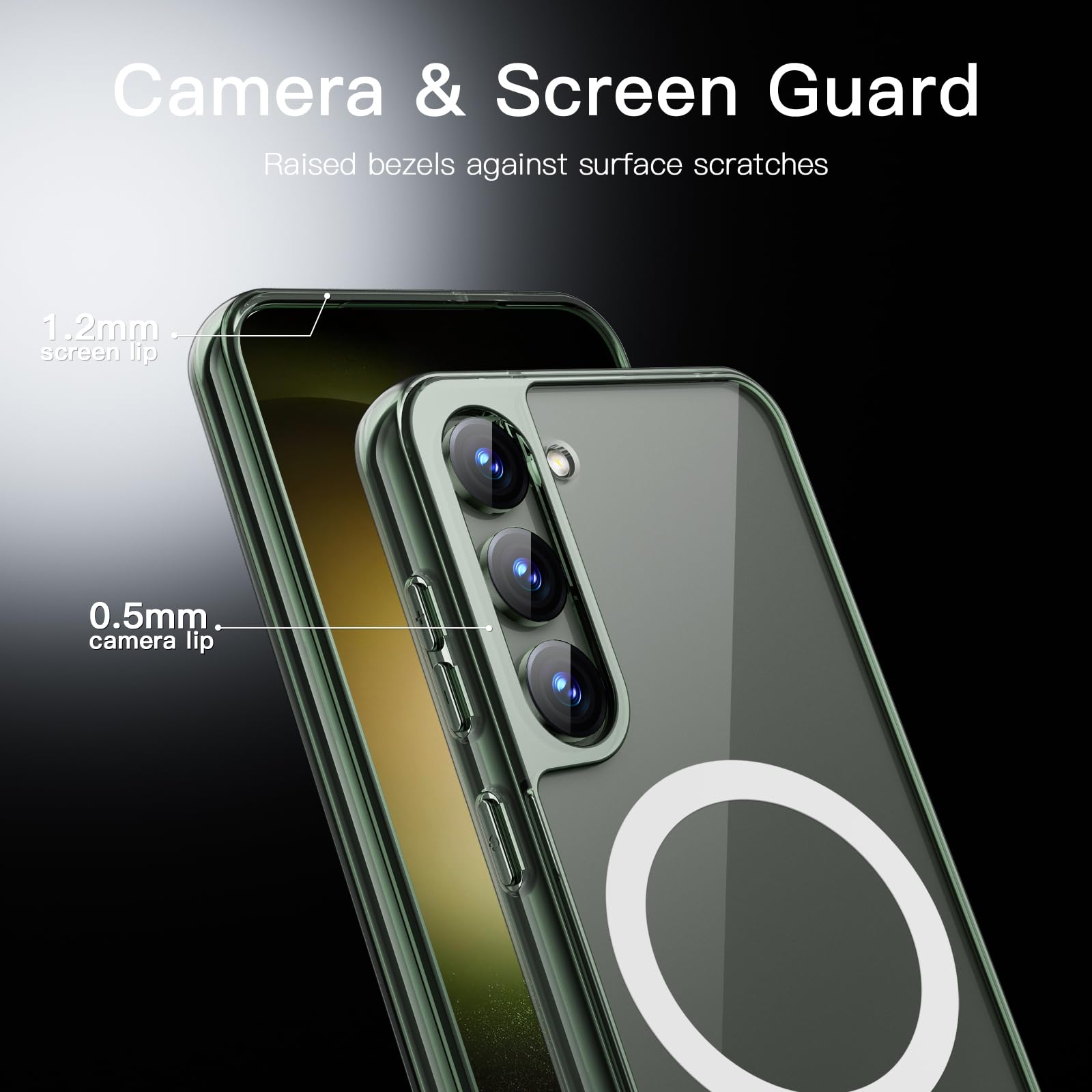 JETech Magnetic Case for Samsung Galaxy S23+ (6.6-Inch) - MagSafe Compatible, Shockproof Protective Phone Cover, Non-Yellowing Hard Clear PC Back (Green) - Perfect for Work, Travel & Outdoor Activities